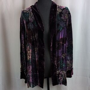 Chico's Velvet Floral Cardigan in Deep Purple